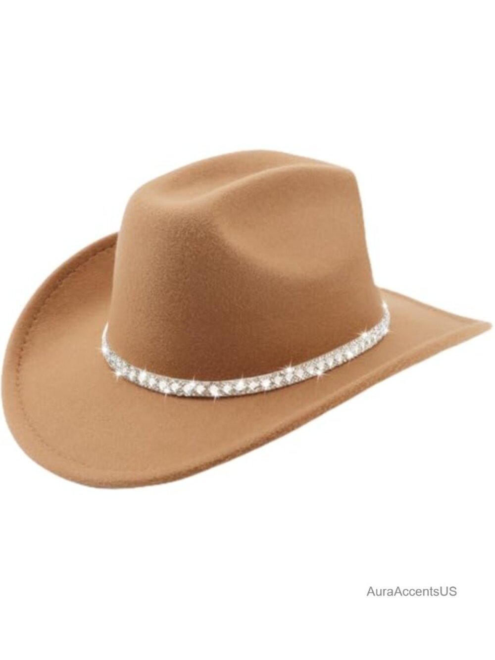 Glitter Rhinestone Cowboy Hat Wide Brim Felt Fedora Western Unisex
